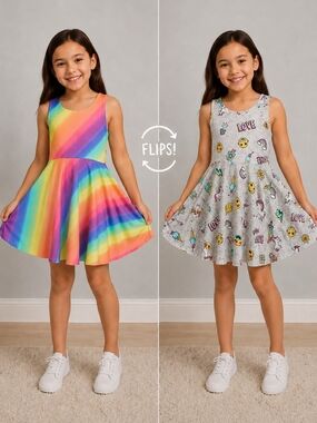 Emily West Reversible Rainbow Multi Colored/Emoji Dress